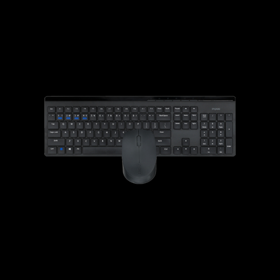 RAPOO 8110M multi-mode wireless keyboard and mouse combo (Black, Full size)