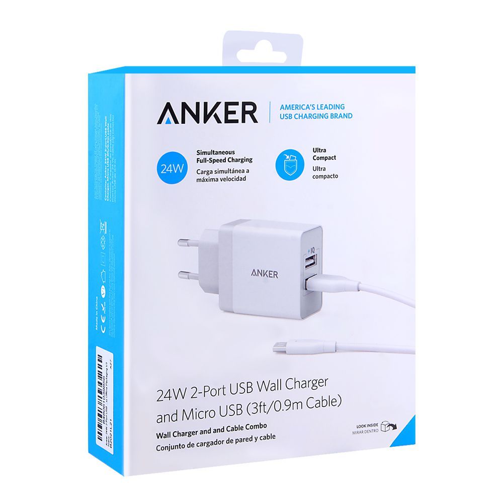 Anker Power Port 2 (with Cable)  Wall Charger B2021L21
