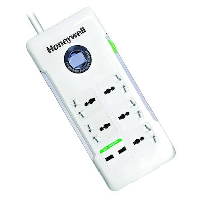 Honeywell 5 Socket + 2 USB surge protector with master switch 1.5M Platinum series