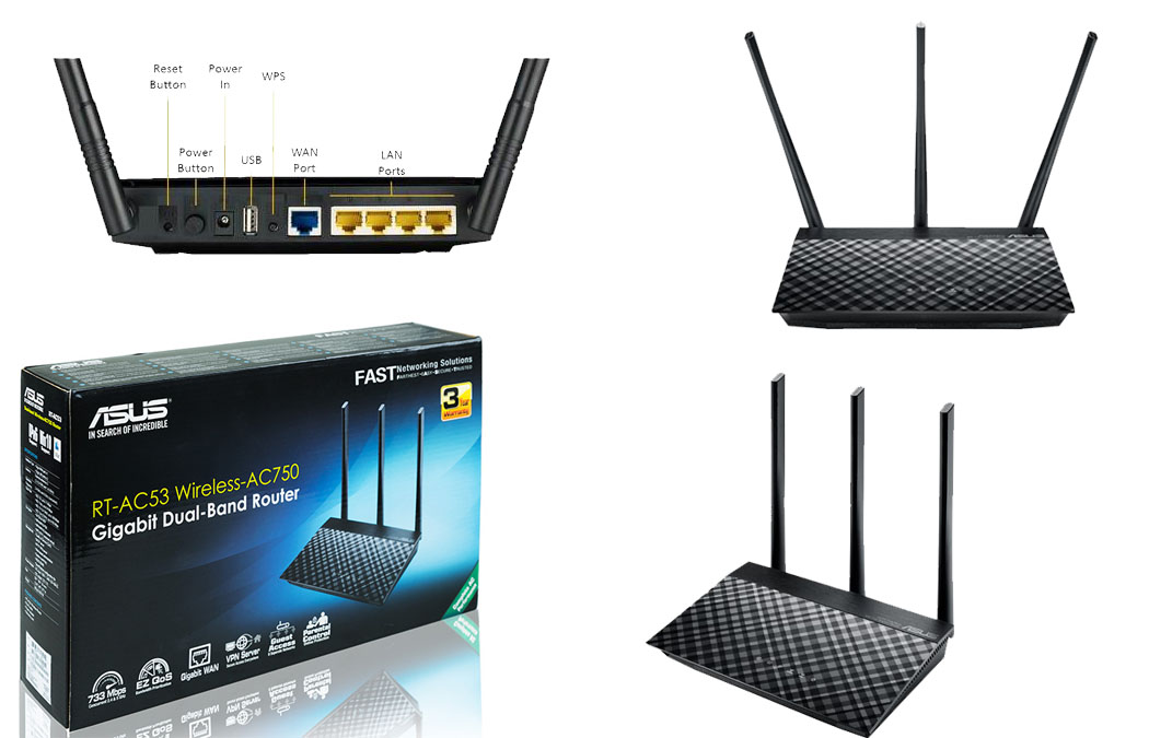 Asus RT-AC53 High power design Dual Band Wi-fi Router