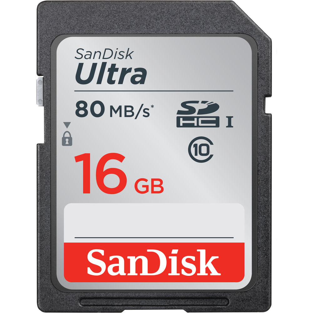 SanDisk 16GB Ultra UHS-I SDHC Memory Card (Class 10)80MB