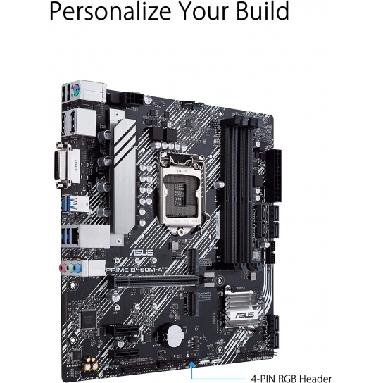ASUS Prime B460M-A LGA 1200 (Intel 10th Gen) Micro ATX Motherboard (Dual M.2, 1Gb LAN, USB 3.2 Gen 1 Ports, HDMI, DisplayPort, 4K@60Hz and Aura Sync RGB)