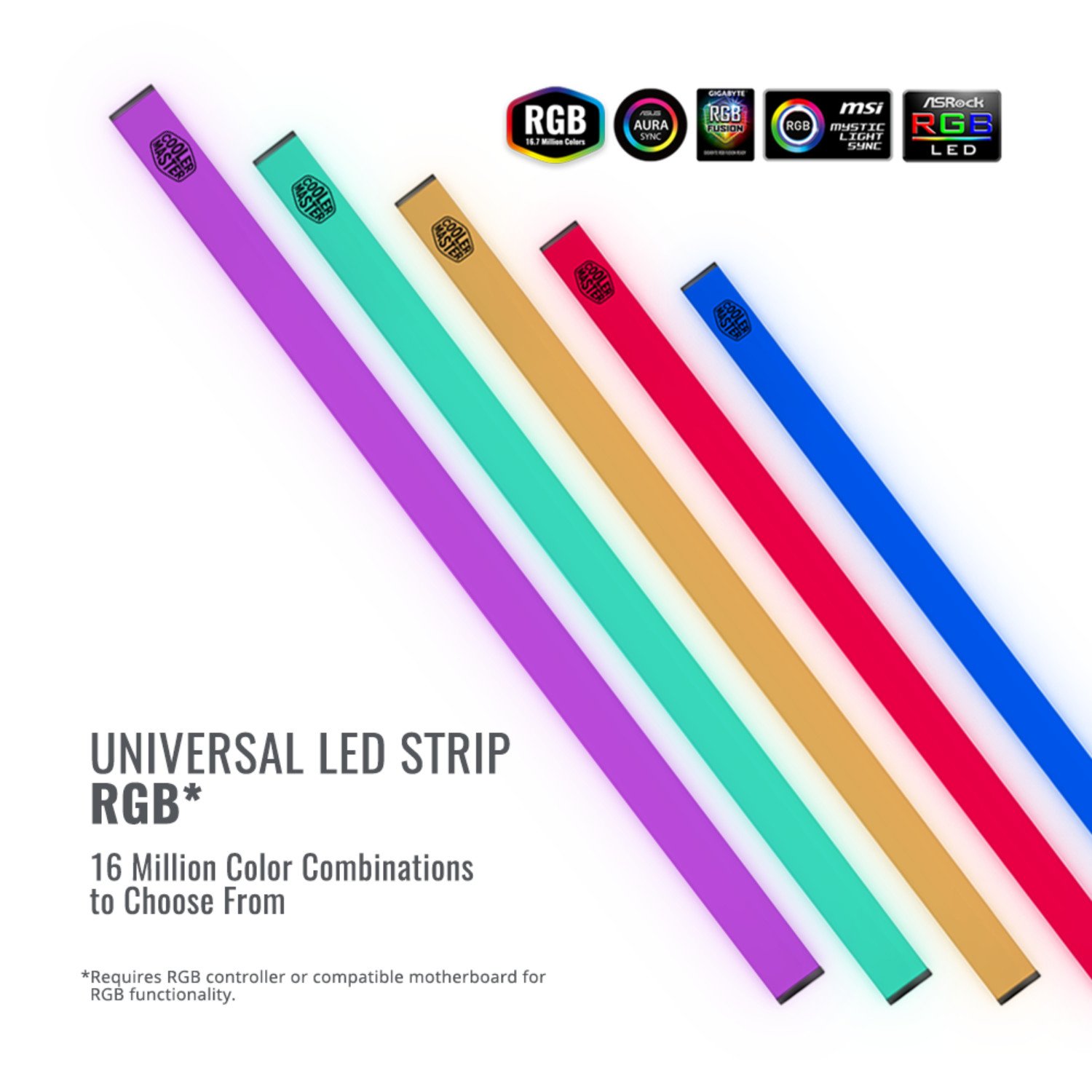 Cooler Master Universal LED Strip - LED strip for all Casings, 2 PC per pack, SATA, WHITE, RED