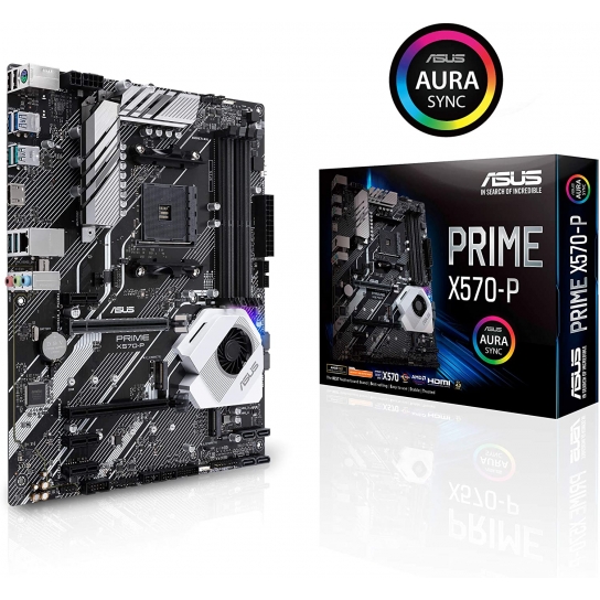ASUS Prime X570-P AMD AM4 ATX motherboard with PCIe 4.0 and Aura sync RGB header