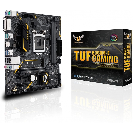 ASUS TUF B360M-E Intel LGA 1151 mATX gaming motherboard with Aura Sync RGB LED lighting